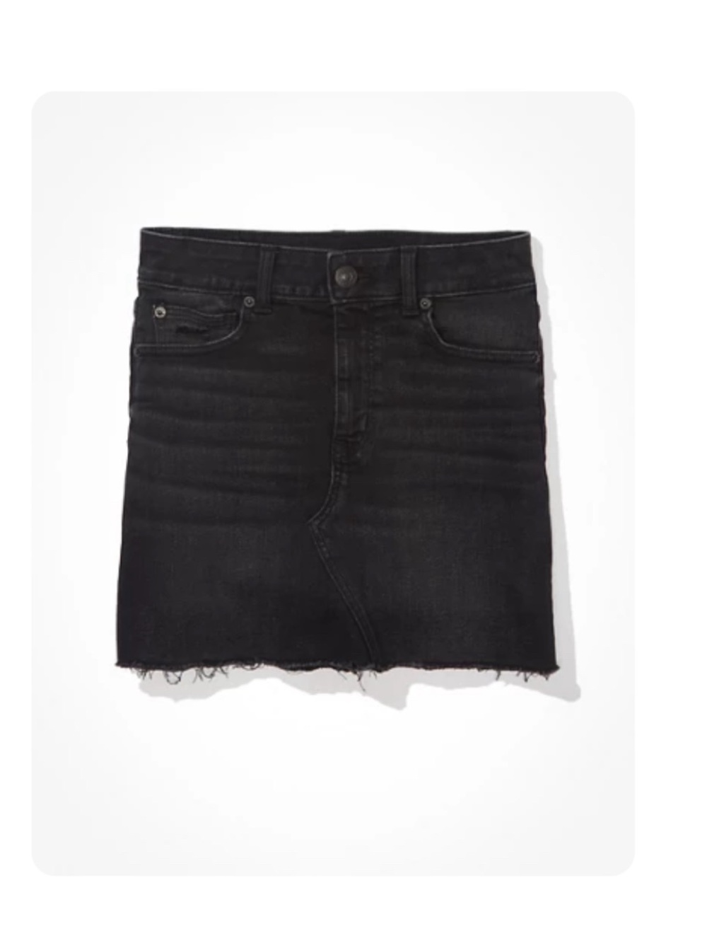 American Eagle Outfitters Black Denim Mini Skirt with Raw Edge